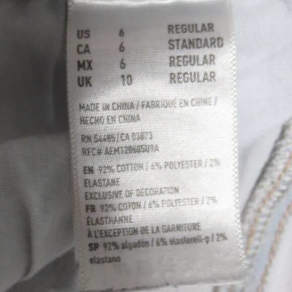 AMERICAN EAGLE womens JEANS light blue SUPER STRETCH X jegging DISTRESSED SIZE 6 - Picture 10 of 15